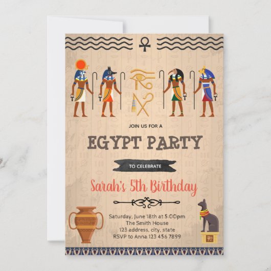 Egyptische verjaardagsfeest uitnodigingskaart kaart (Voorkant)
