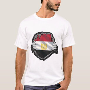 Egyptische Vlag Gescheurd Grunge Cirkel Stijl Kuns T-shirt