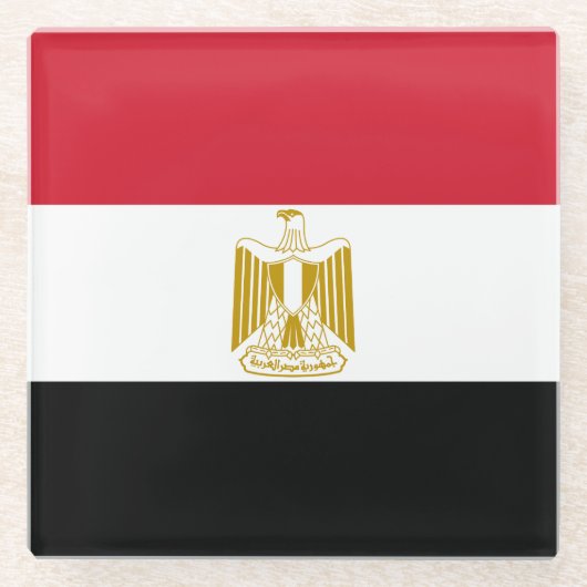 Egyptische vlag glazen onderzetter (Voorkant)