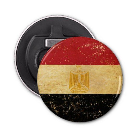 Egyptische vlag Grunge flesopener Button Flesopener (Voorkant)