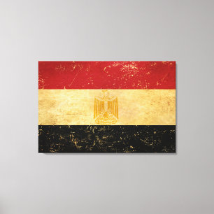 Egyptische vlag  Grunge ontwerp Canvas Afdruk