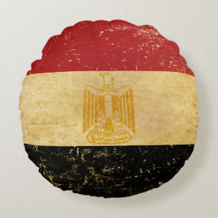 Egyptische vlag Grunge ontwerp Rond Kussen