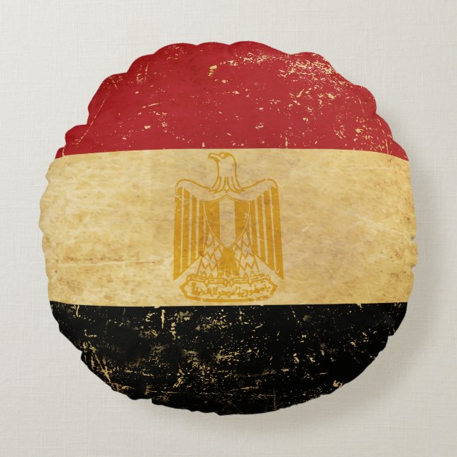 Egyptische vlag  Grunge ontwerp Rond Kussen (Voorkant)