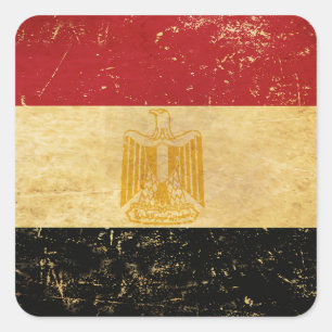 Egyptische vlag  Grunge ontwerp Vierkante Sticker