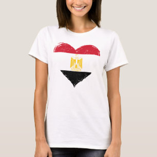 Egyptische Vlag Hart Bedrukt Wit Dames T-shirt met