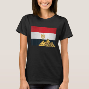 Egyptische vlag met de Egyptologie van de Giza Pyr T-shirt