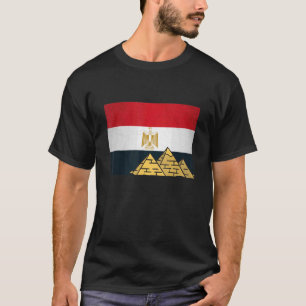 Egyptische vlag met de pyramiden van Giza Egyptolo T-shirt