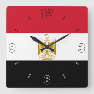 Egyptische vlag Rode zwarte witte cijfers Patriott Vierkante Klok