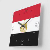 Egyptische vlag Rode zwarte witte cijfers Patriott Vierkante Klok (Hoek)