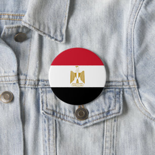 Egyptische vlag ronde button 7,6 cm