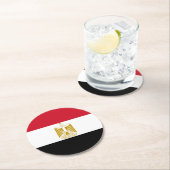 Egyptische vlag ronde kartonnen onderzetter (Insitu)