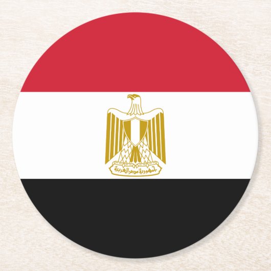 Egyptische vlag ronde kartonnen onderzetter (Voorkant)