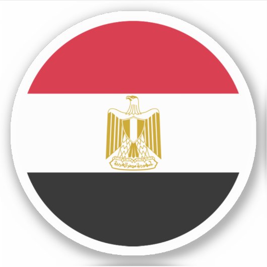 Egyptische Vlag Ronde Sticker (Voorkant)