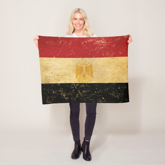 Egyptische Vlag Vintage Fleece Deken (In situ)