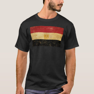 Egyptische Vlag Vintage Grunge Heren Zwart T-shirt