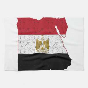 Egyptische Vlagkaart met Krakelingeffect Theedoek