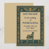 Egyptische Vleugelscarabee Troon Goud Save the Dat Date (Voorkant / Achterkant)