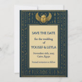 Egyptische Vleugelskever Gouden Save the Date (Voorkant)