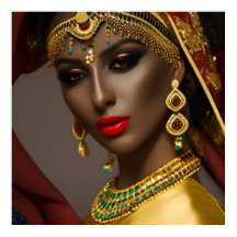 Egyptische vrouw Exotic hoofddoek goudblauw groen