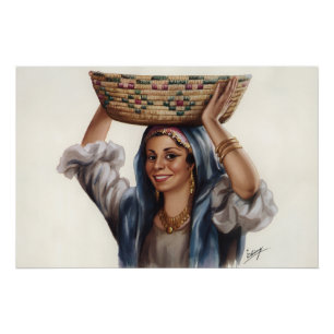 Egyptische Vrouw Mand Kunst Perfect Poster