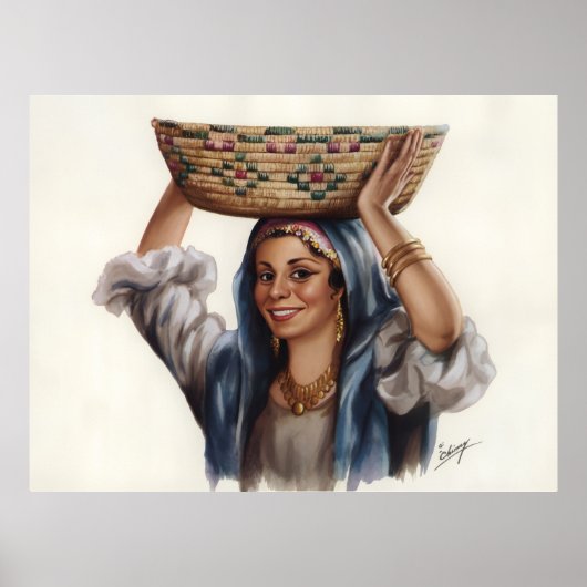 Egyptische Vrouw Mand Kunst Poster (Voorkant)