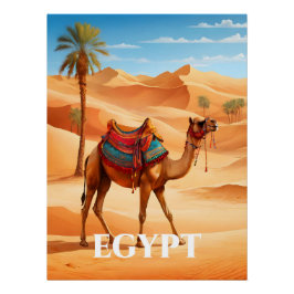 Egyptische Woestijn Kameel Reisposter Perfect Poster
