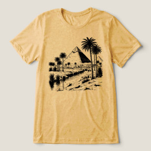 Egyptische woestijnpiramide vintage reisgrafiek Tri-Blend shirt