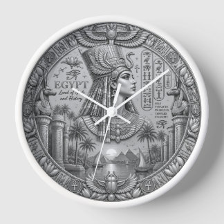 Egyptische Zilveren Wandklok – Elegant Oude Egypte