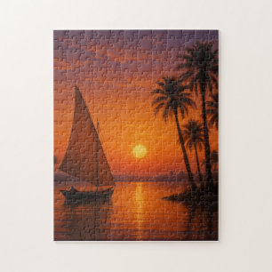 Egyptische Zonsondergang Puzzel – Nile River Uitzi