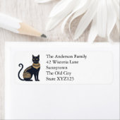 Egyptische Zwarte Kat Elegant Gepersonaliseerd Etiket (Insitu)