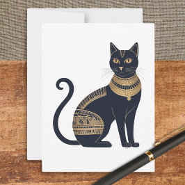Egyptische Zwarte Kat Elegante Feline Briefkaart