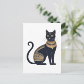 Egyptische Zwarte Kat Elegante Feline Briefkaart (Staand voorkant)