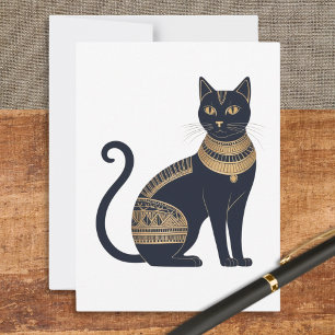 Egyptische Zwarte Kat Elegante Katachtige Briefkaart