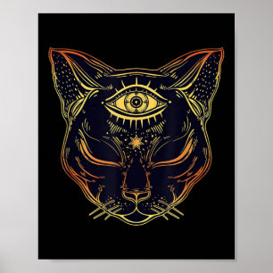 Egyptische Zwarte Kat Halloween Boho - Gotische He Poster
