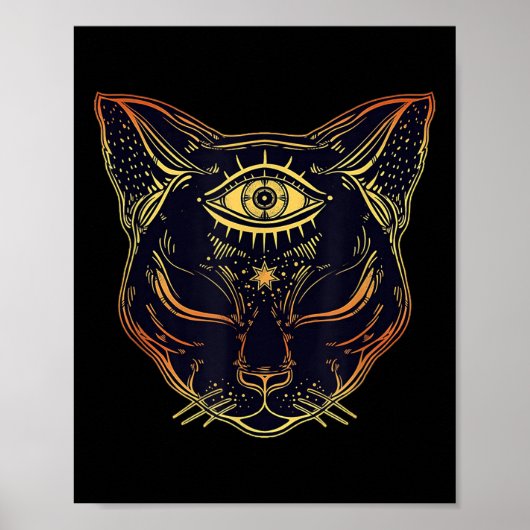 Egyptische Zwarte Kat Halloween Boho - Gotische He Poster (Voorkant)