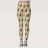 Egyptische Zwarte Kat Patroon Zandkleur Leggings (Voorkant)