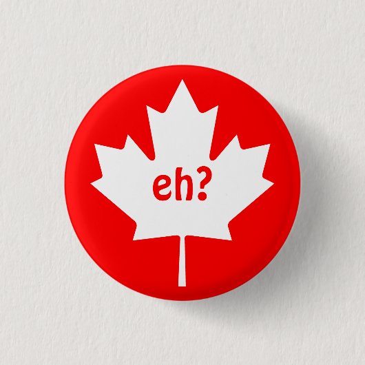 Eh op Canadese Maple Leaf Symbol Button (Voorkant)