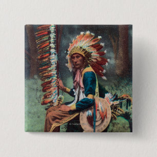 Ehankekle Chief Portrait Vierkante Button 5,1 Cm
