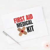 EHBO medische uitrusting Vierkante Sticker (Envelop)