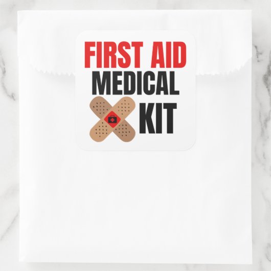 EHBO medische uitrusting Vierkante Sticker (Tas)
