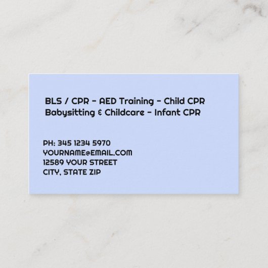 EHBO-trainer Contactkaartje (Achterkant)