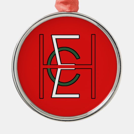 EHC Logo Upright Red Metalen Ornament (Voorkant)