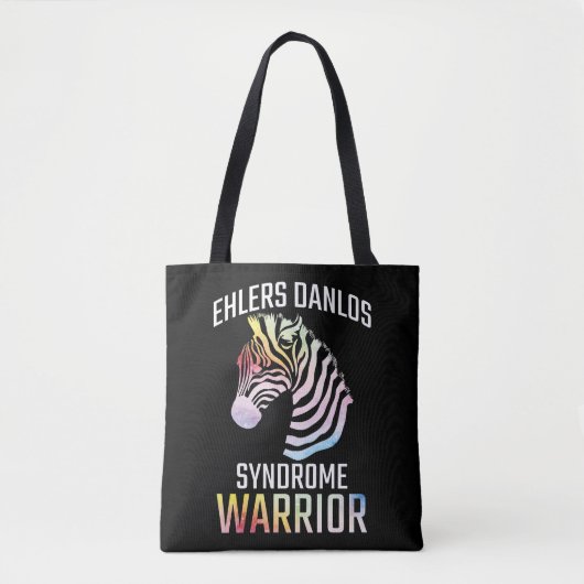 Ehlers Danlos Awareness Gift EDS Warrior Zebra Tote Bag (Voorkant)