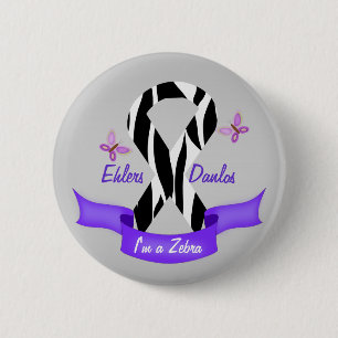 Ehlers-Danlos EDS Ik ben een Zebra Awareness Ribbo Ronde Button 5,7 Cm