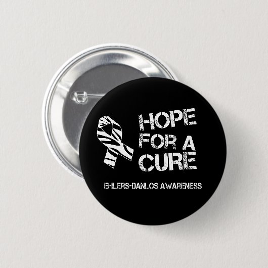 Ehlers-Danlos Hope Zebra Stripe Ribbon Button (Voorkant /achterkant)