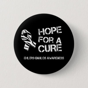 Ehlers-Danlos Hope Zebra Stripe Ribbon Button