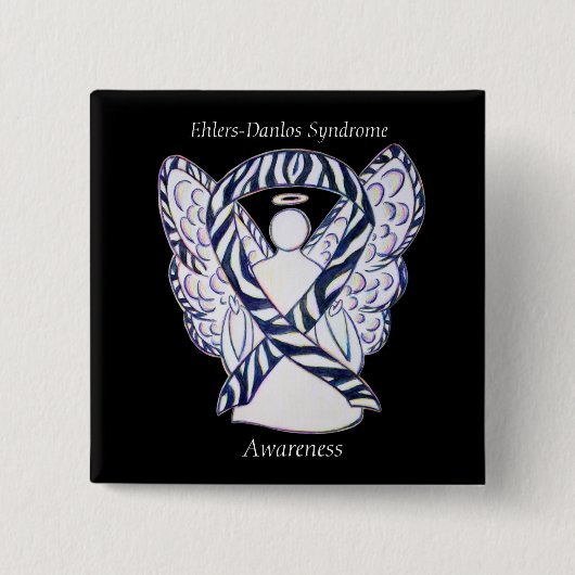 Ehlers-Danlos Syndrome Awareness Ribbon Zebra Pins Vierkante Button 5,1 Cm (Voorkant)