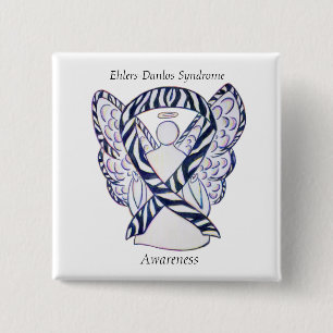 Ehlers-Danlos Syndrome Awareness Ribbon Zebra Pins Vierkante Button 5,1 Cm