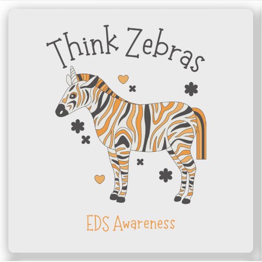 Ehlers Danlos Syndrome Awareness Zebra Sticker (Voorkant)