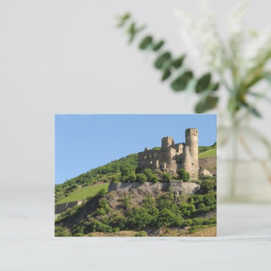 Ehrenfels Castle Ruins - Rhine River - Duitsland Briefkaart (Staand voorkant)